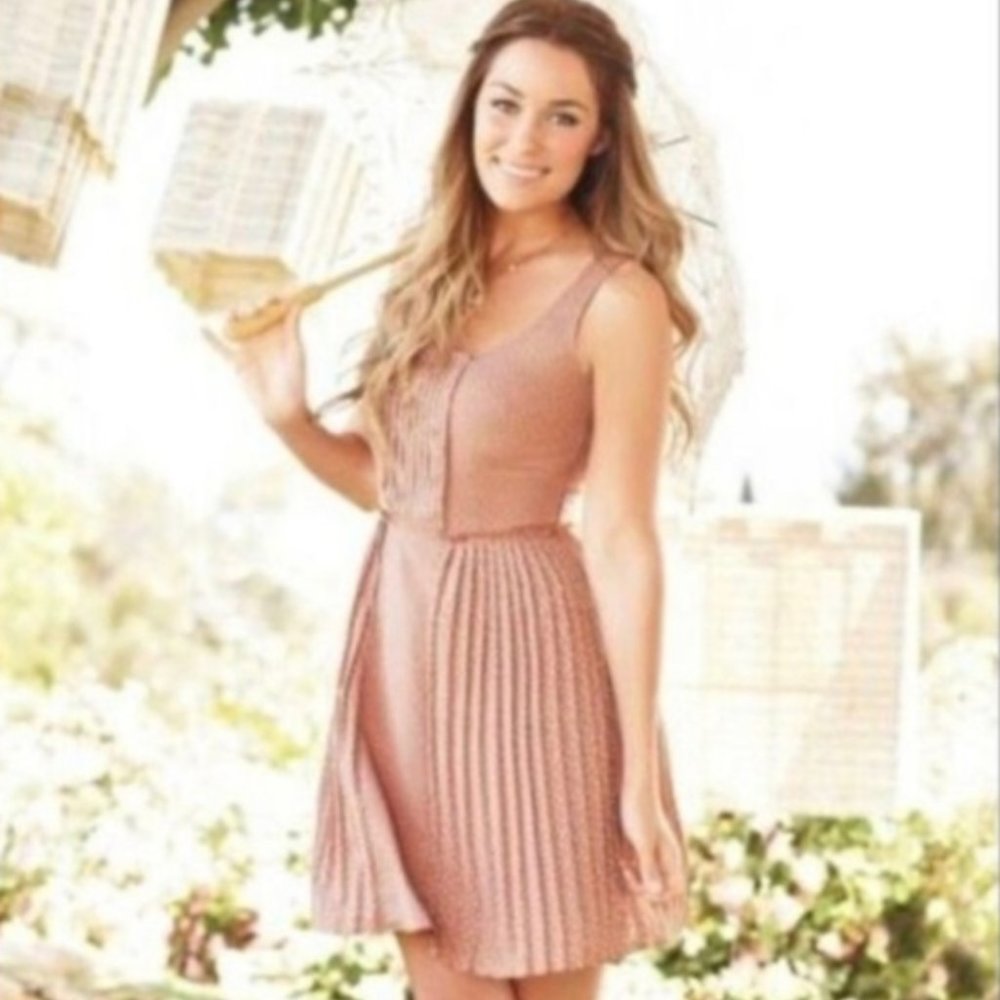 LC Lauren Conrad Pleated Teal Dress